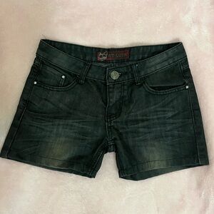 Black denim mini shorts